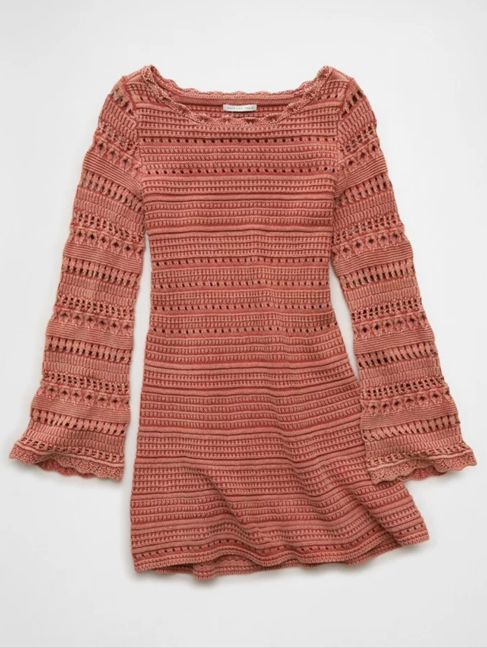 AE Long-Sleeve Open Stitch Sweater Mini Dress NWOT SIZE M